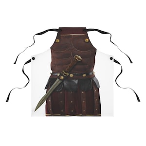 Delantal de chef de gladiador romano: regalo para aficionados a la historia y para fiestas en el portón trasero.