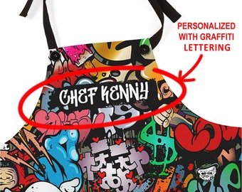 Personalized Chef Apron: Pop-Art Graffiti Design - Anime Art Style