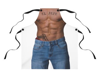 Abs Tattoo Chef Apron: El Jefe Grilling Apron, The Boss BBQ Accessory