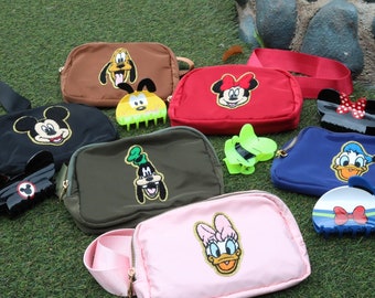 BUNDLE Mouse + Friends Sewn On Patched Belt Bags plus Claw Clip
