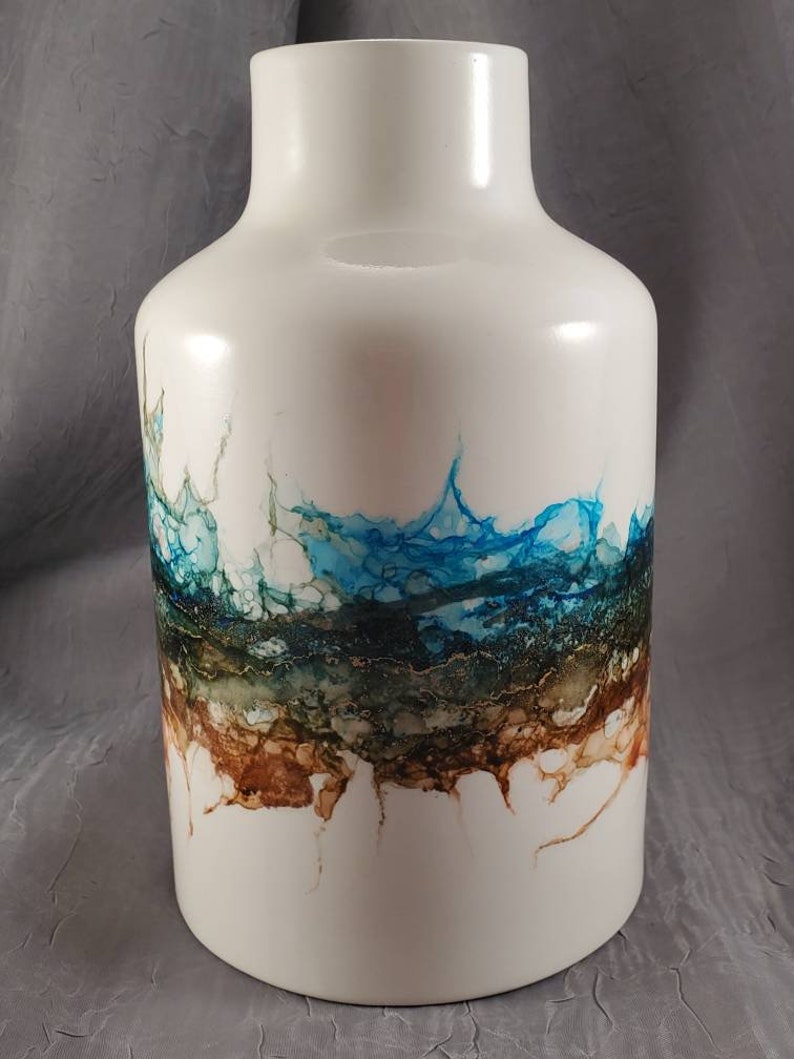 Abstract Design Vase with Alcohol Inks image 1