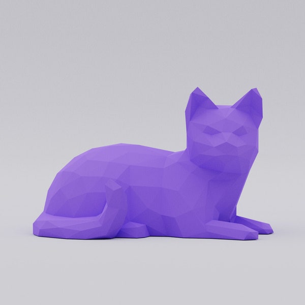 DIY 3D Cat paper model, Low Poly Animal, DIY Paper 3D Art, Printable 3D papercraft template, DIY Paper Statue