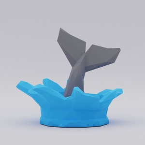 DIY 3D Diving Whale paper model, Low Poly Animal, DIY Paper 3D Art, Printable 3D papercraft template, DIY Paper Statue