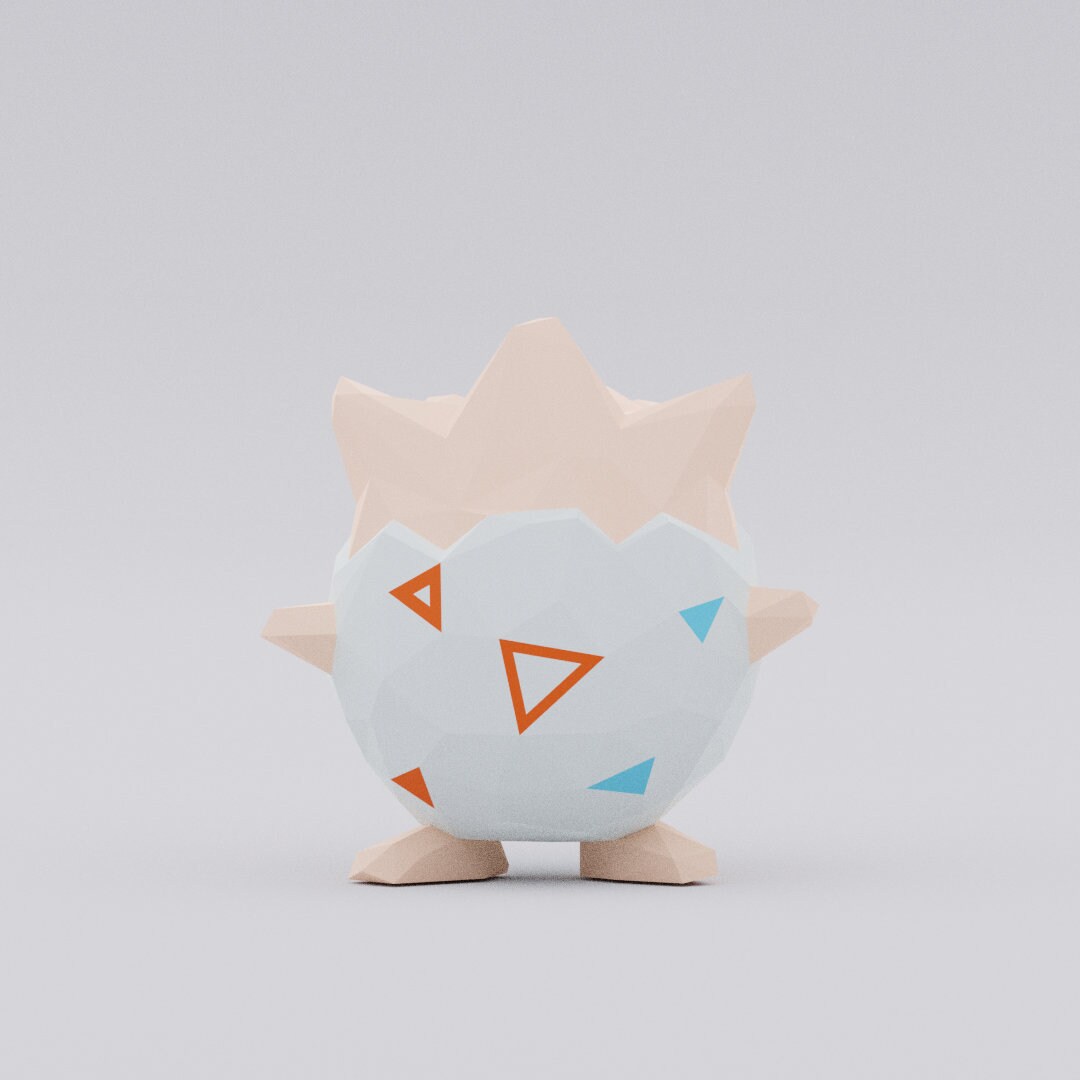 Diy 3d Togepi Pokemon Paper Model Low Poly Pokemon Diy Paper Etsy