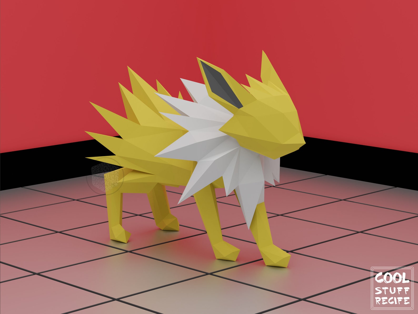 DIY 3D Jolteon Pokemon Paper Model, Low Poly Pokemon, DIY Paper 3D Art