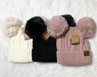 personalised Pom Pom hat /& mitten set Baby Assorted Winter Hat Knitted hat 0-6m