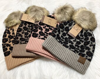 C.C Beanies Fine Leopard Pom Beanie for 