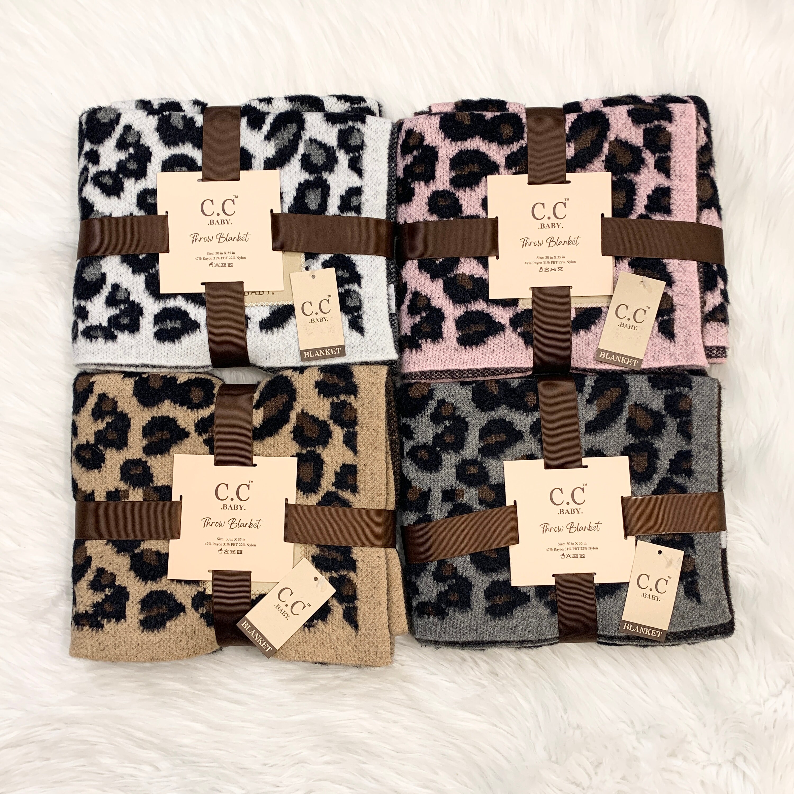 C.C Baby Leopard Pom Beanie and Blanket Set Winter Blanket -  Sweden