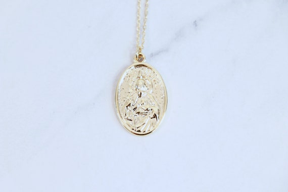 Dainty St. Jude Coin Pendant Necklace 