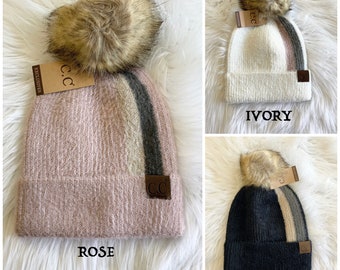 C.C Beanies Stripe Pom Beanie for 
