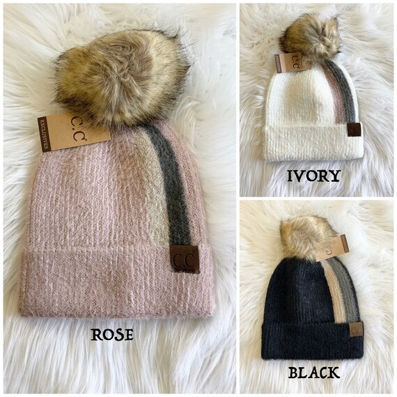 C.C Beanies Stripe Pom Beanie for 