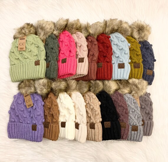 C.C Bobble Knit Lined Pom Beanies for 