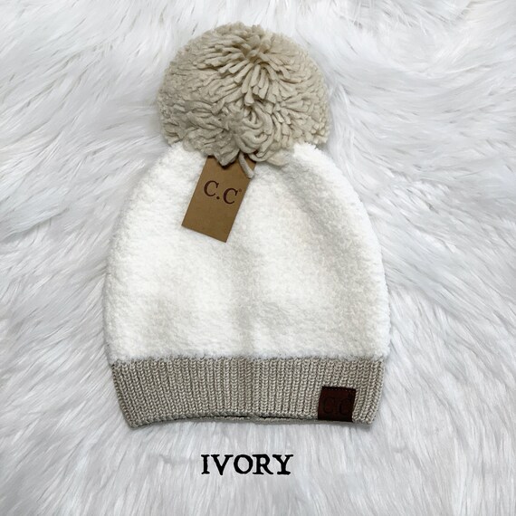 C.C Sherpa Knit Yarn Pom Beanie for 