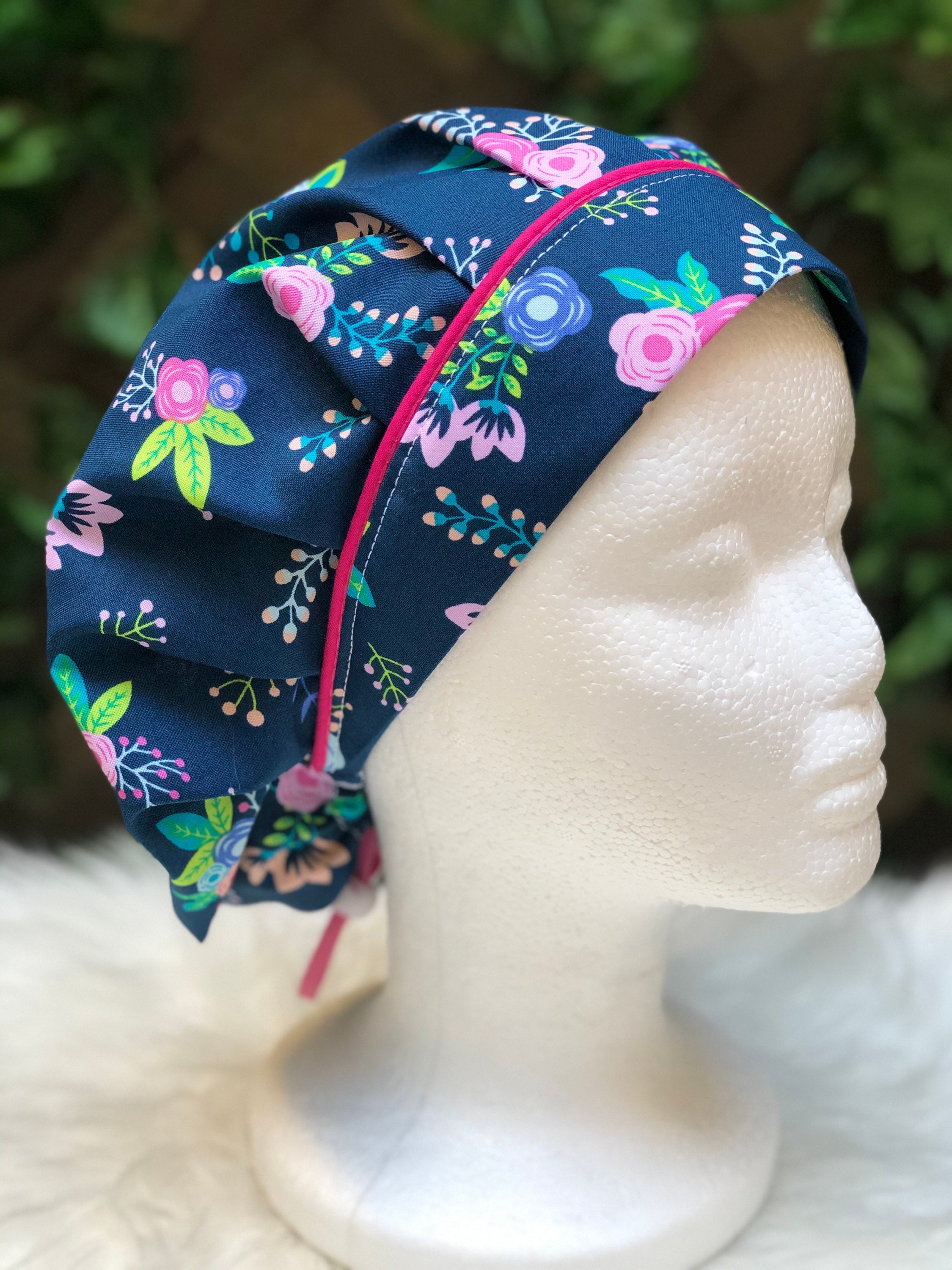 Floral Bouffant Scrub Cap: Women display picture 1