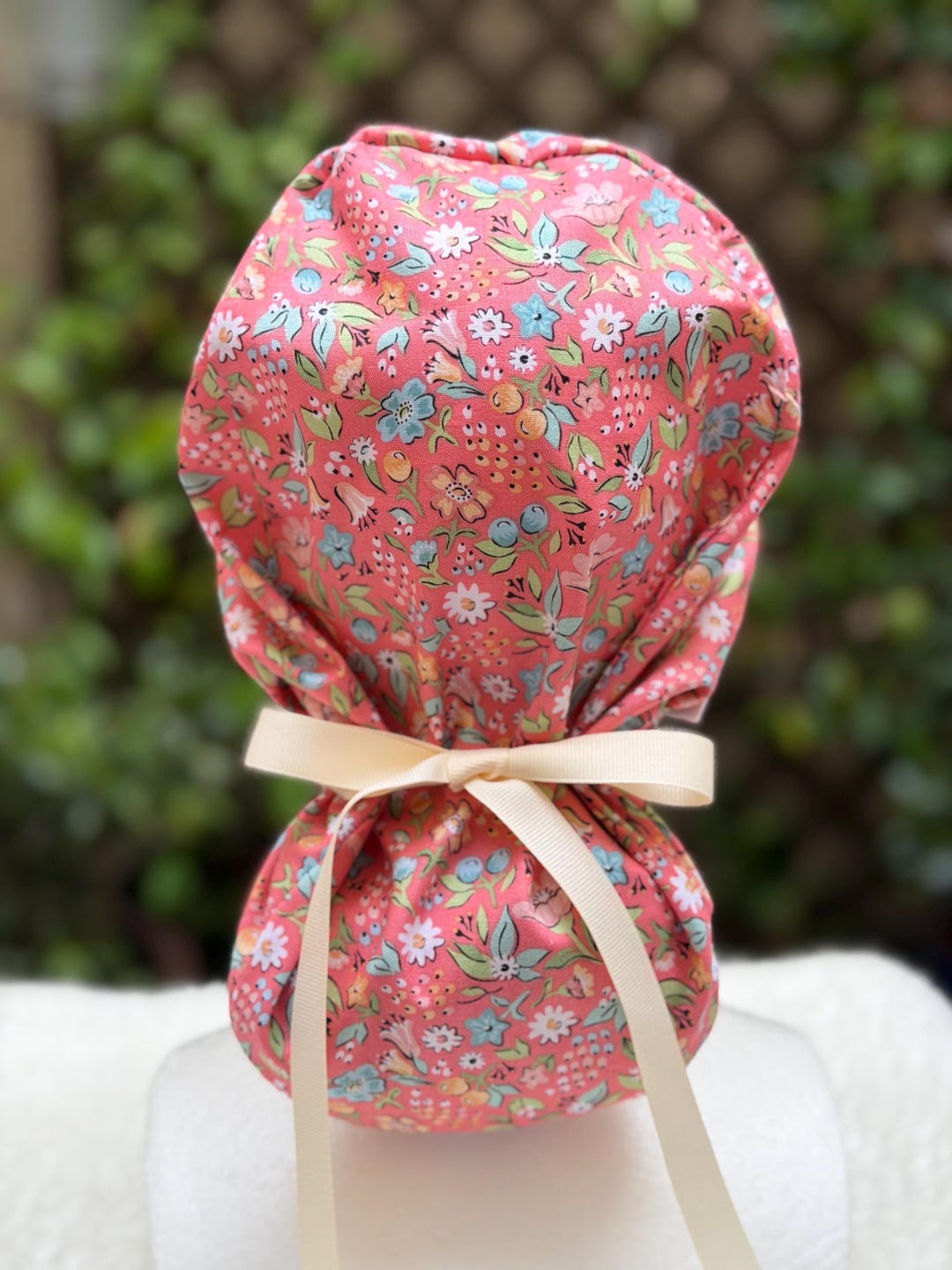 Spring Cotton Ponytail Scrub Cap - Etsy
