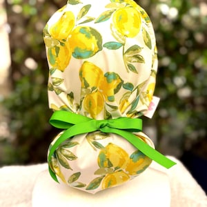 Lemon  scrub caps,scrub caps for women,  scrub caps for women ponytail,  Lime scrub caps,  surgical scrub caps, satin lined scrub cap