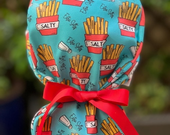 Salty  Ponytail scrub cap, sassy Scrub cap, scrub cap, Labor and Delivery scrub cap, satin-lined scrub cap, surgical cap