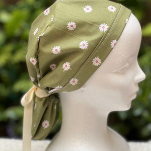 Protect Hair W/satin Lined Ponytail Scrub Cap, Buttons Option
