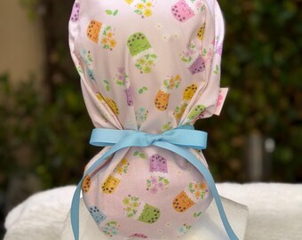 Boba Scrub cap, baby scrub  cap, CRNA scrub  cap, satin-lined scrub cap, bone doctor scrub cap