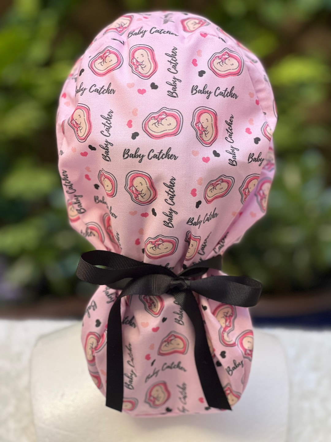 Labor and Delivery Nurse Scrub Cap, Obstetrics Scrub Cap, OBGYN Ponytail With Satin Lining, Baby