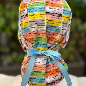 Anesthesia scrub cap, CRNA Scrub cap, Nurse Anesthesiologist Ponytail scrub cap, Nurse Anesthetist Satin Lined Scrub cap, Nurse cap