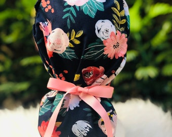 scrub caps,scrub caps for women,  scrub caps for women ponytail,  womens scrub caps,  surgical scrub caps, satin lined scrub cap