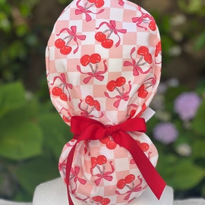 Bows scrub cap, ribbon Scrub cap, Nurse Anesthesiologist Ponytail scrub cap, Nurse Anesthetist Satin Lined Scrub cap, Nurse cap