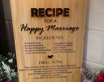 Recipe for a happy marriage | Happy Home | BUNDLE | Love | Faith | Laughter | Cutting board | Wedding gifts | Digital file | SVG
