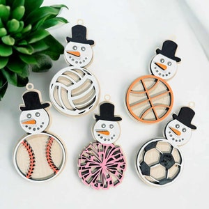 Sports Ornament | BUNDLE | Snowman | Basketball | Soccer | Baseball | Volleyball | Cheer leading | Digital file | SVG