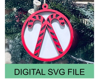 Candy Cane Ornament - Digital file SVG - laser cut