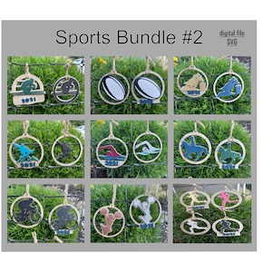 Sports Ornament BUNDLE #2 (9 sports) | Years 2021- 2025 Included | Digital SVG file download.