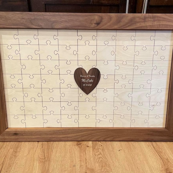 Wedding Guestbook Puzzle with Heart - SVG Digital file. (glowforge friendly version included)