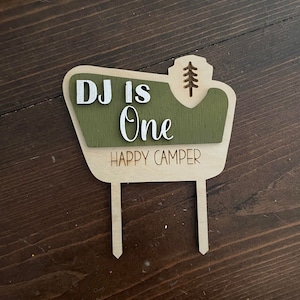 Happy camper | Cake topper | ONE | Laser | Cut | Score | Digital file | SVG