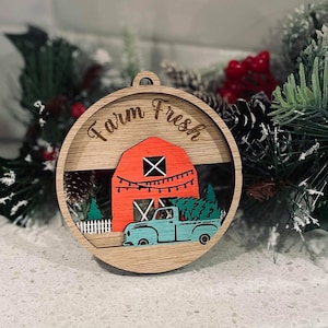 Farm fresh | Vintage truck | Barn | Ornament | 3 Layer | Digital File | SVG