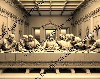 3D Laser Engraving illusion of A Last Supper - png, jpg, svg