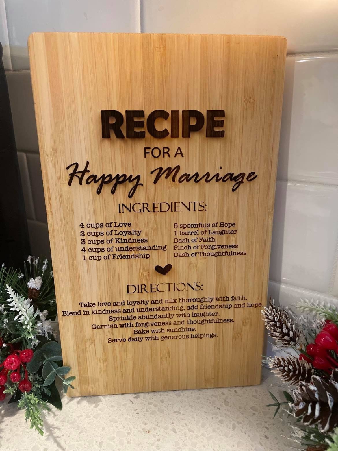 Recipe for a happy marriage | Happy Home | BUNDLE | Love | Faith | Laughter | Cutting board | Wedding gifts | Digital file | SVG