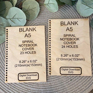 Blank wood cover notebook (BUNDLE 23 hole and 24 holes) - Circle and Sqaure holes |  Digital file SVG, glowforge friendly, laser cut