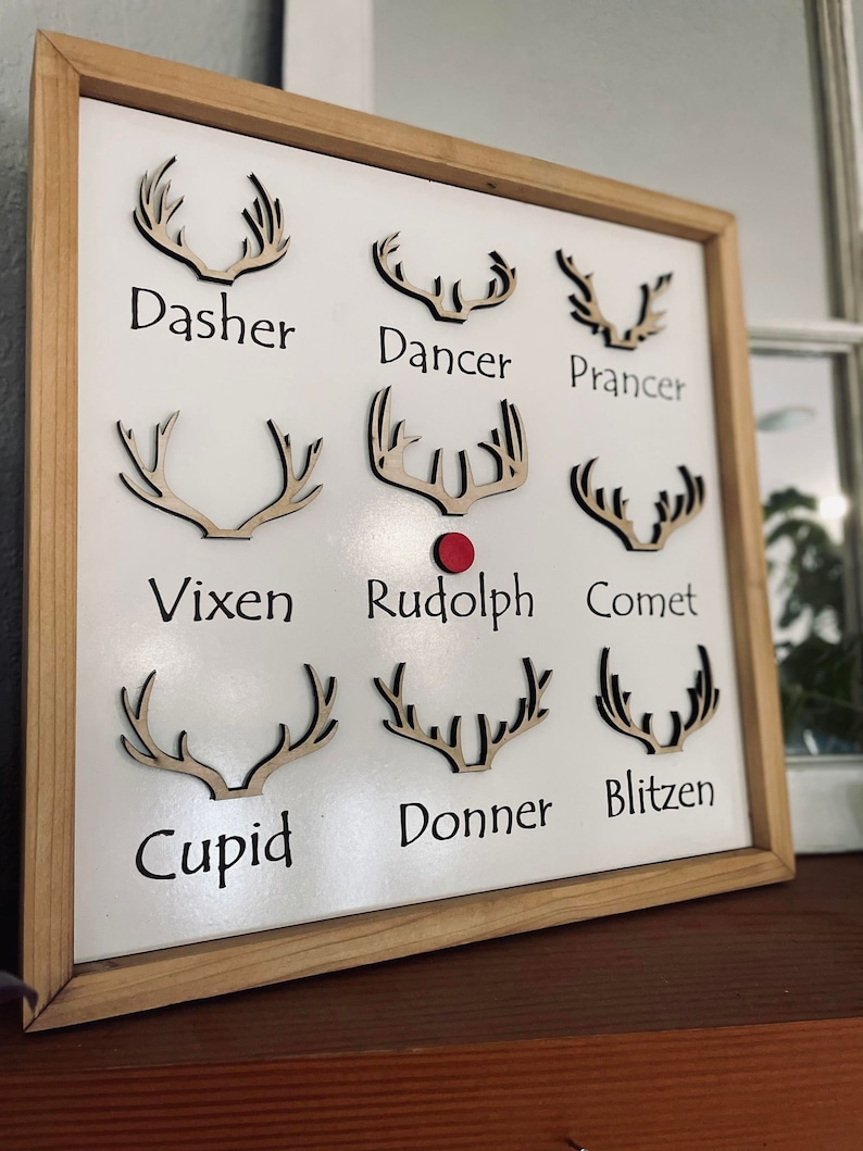 Reindeer Antlers Sign | Frame Included | Santa's Helper | Laser ...