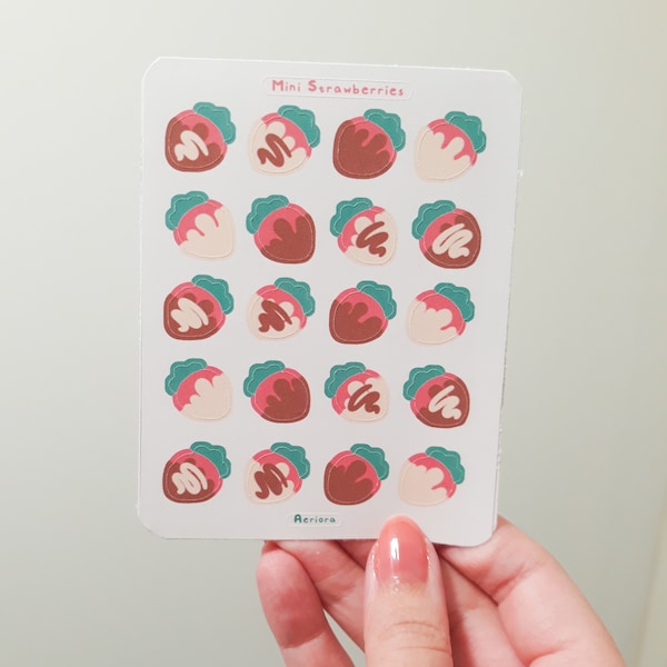 Chocolate Strawberries Sticker Sheet | Valentines Strawberries | Cute mini Strawberries Sticker