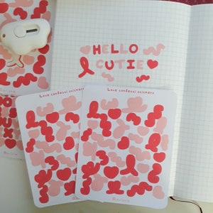 Love Confetti Sticker Sheet | Valentines Day Confetti Stickers | Cute Deco Stickers
