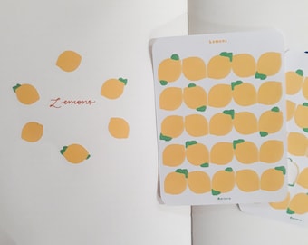 Lemons Sticker Sheet | Mini Lemons Sticker Sheet | Lemon Stickers