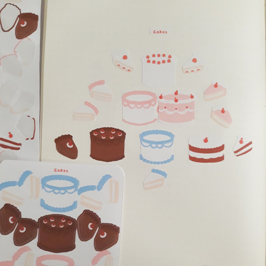Cakes Sticker Sheet | Cute Cakes Sticker Sheet | Cake Stickers - Etsy