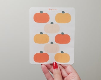 Pumpkin Sticker Sheet | Tri-color Pumpkin Stickers | Fall Pumpkin Sticker Sheet