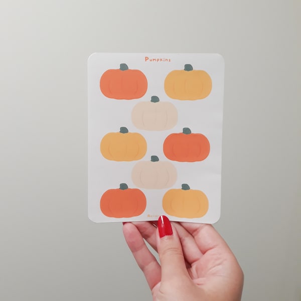 Pumpkin Sticker Sheet | Tri-color Pumpkin Stickers | Fall Pumpkin Sticker Sheet