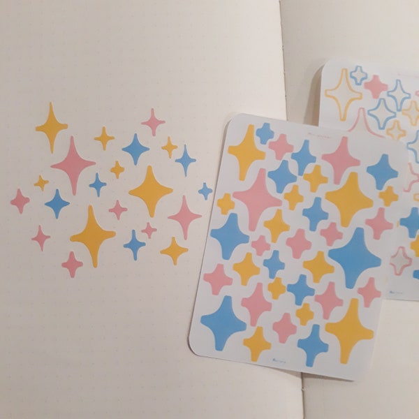 Mini Pastel Sparkles Sticker Sheet | Mini Sparkle Stickers | Sparkle Stickers