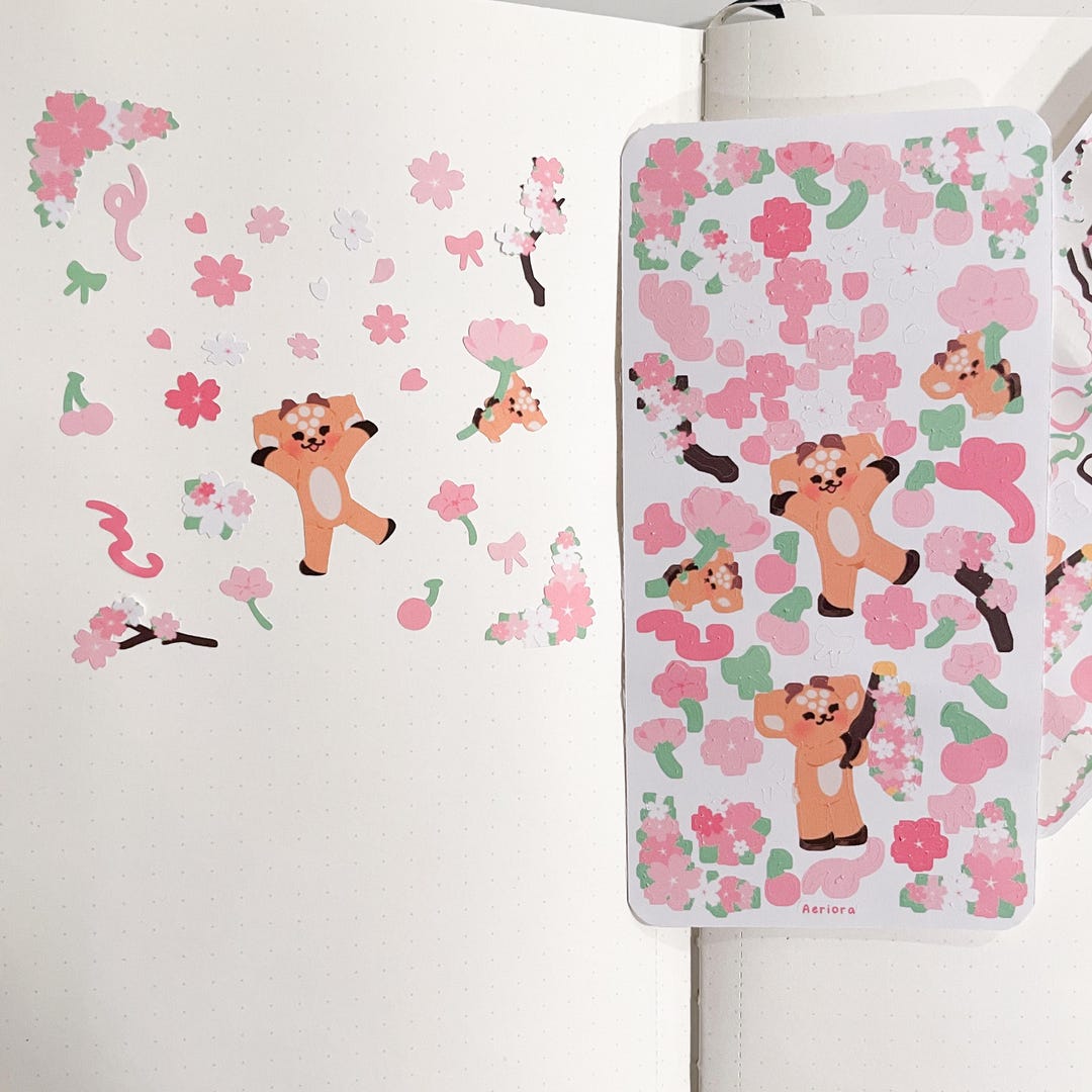 Cherry Blossom Deeri | Sakura Sticker Sheet | Sakura Stickers - Etsy