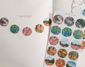 Mini Paintings 2.0 | Painting Circle Stickers | Landscape Painting Sticker Sheet