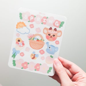 Spring Sticker Sheet | Cute Sticker Sheet | Kawaii Springtime Stickers ...