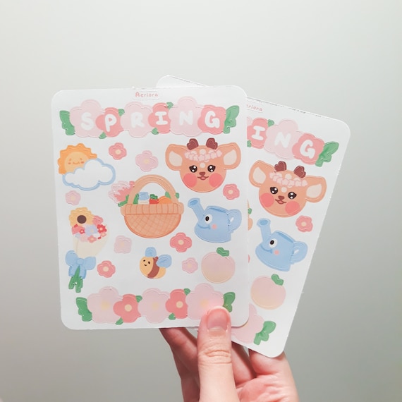 Spring Sticker Sheet Cute Sticker Sheet Kawaii Springtime Stickers 