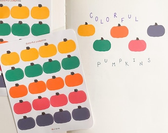 Colorful Pumpkins Sticker Sheet | Halloween Pumpkin Stickers | Pumpkin Sticker Sheet